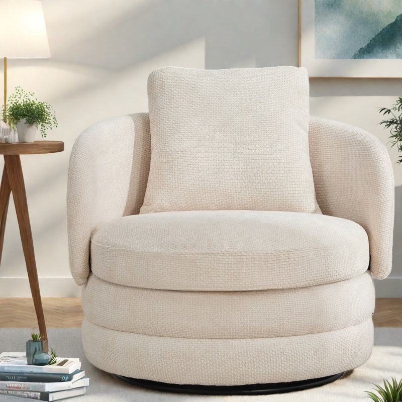 Fauteuil demi-tonneau pivotant moderne Chenille