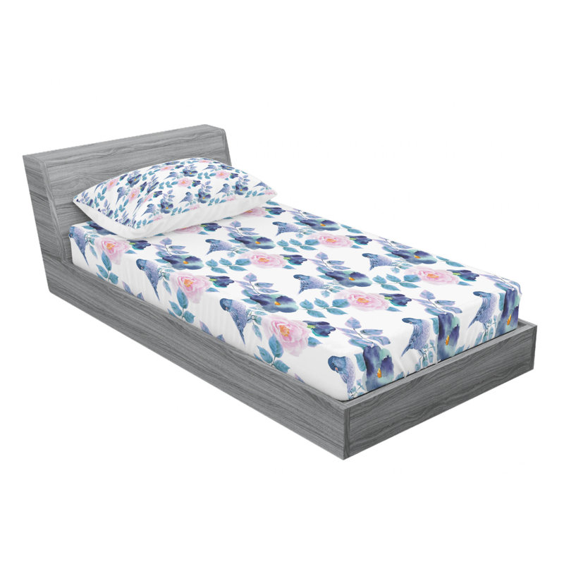 Microfiber Sheet Set, Twin XL Sheet Set with Fitted Sheet, Garden with Flowers Floral