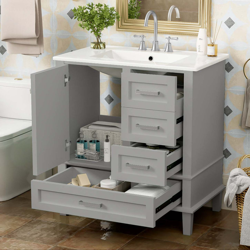 Modern Bathroom Vanity, Bathroom Cabinet With Sink Combo Set, Bathroom Storage Cabinet, Gray