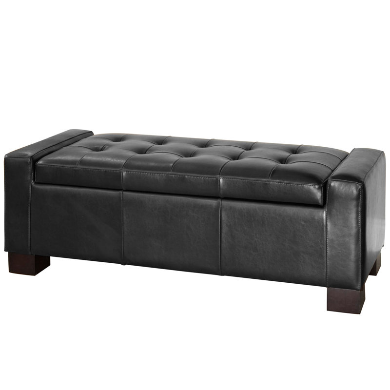 Banc de rangement en similicuir Helki, Noir