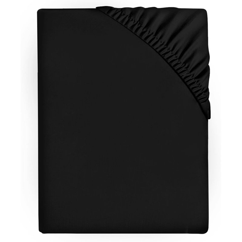Super Dreamer Fitted Sheet Solid Colour - Polyester Single Double King Size Machine Washable High Quality Yarn Bed Set, Black