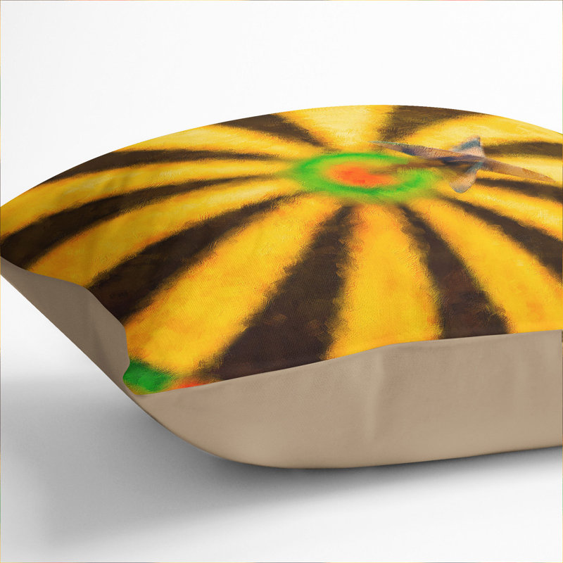 Bulls Eye Dartboard Painting Square Throw Cushion, Stone, 55cm H x 55cm W x 20cm D