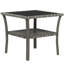 Table basse extérieure 2 places, plateau en verre trempé, gris, rangement, structure en aluminium avec côtés gris, construction