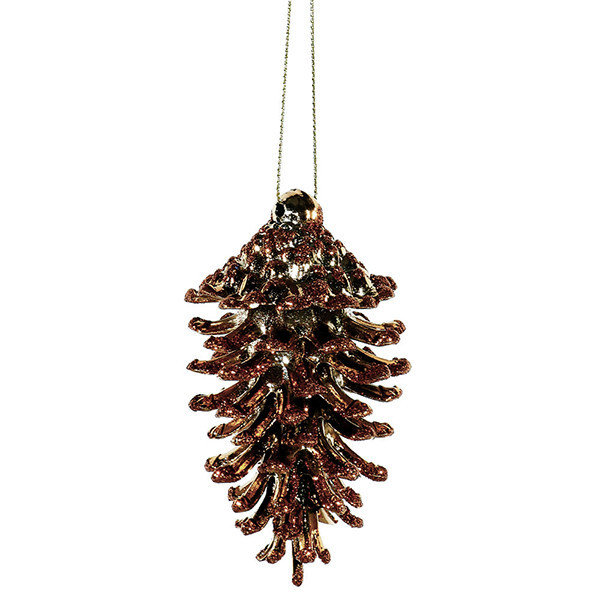 Trois décorations de Noël pommes de pin scintillantes de 3,5 po, Cuivre