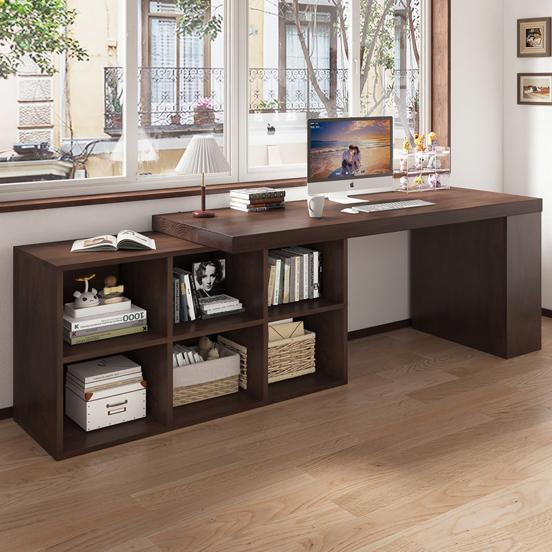 Bureau d'écriture en L en bois massif noisette, bureau, H 29,53 po x l 78,74 po x P 47,24 po