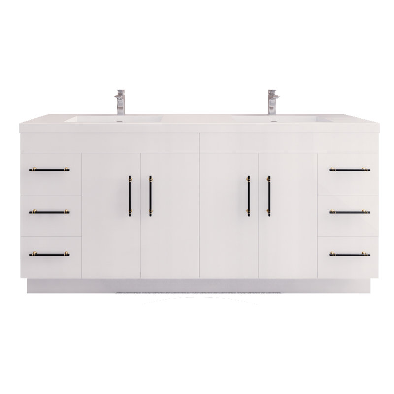 Verda 70.86'' Double Bathroom Vanity with Acrylic Top, White