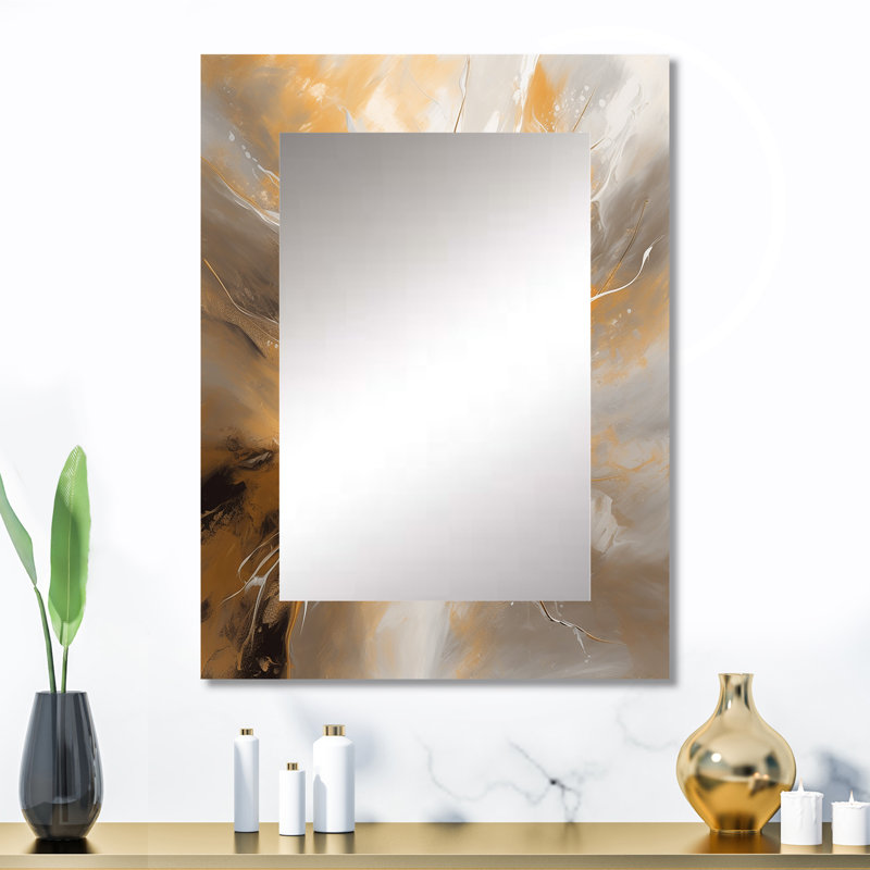 Gold and Silver Chromatic Essence II - Large Wall Mirror On Metal, 32 po x 24 po