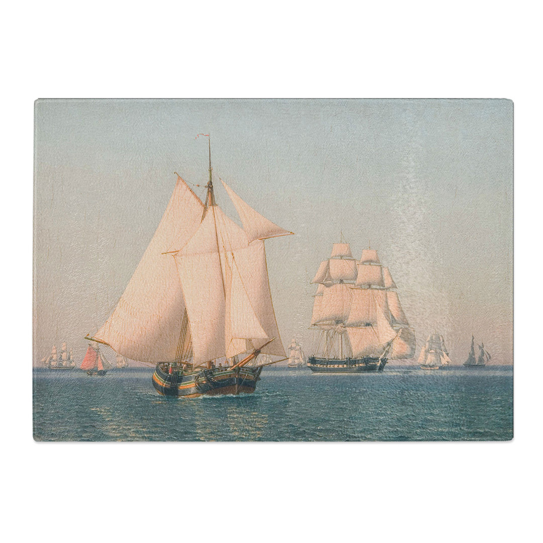 Ships Under Sail by Christoffer Wilhelm Eckersberg Chopping Board