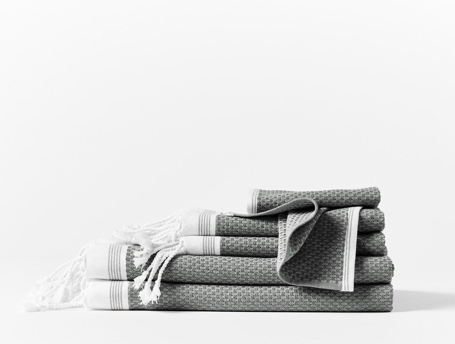 Mediterranean Organic Cotton Bath Towel, Fingertip Towel, Shadow/Deep Pewter