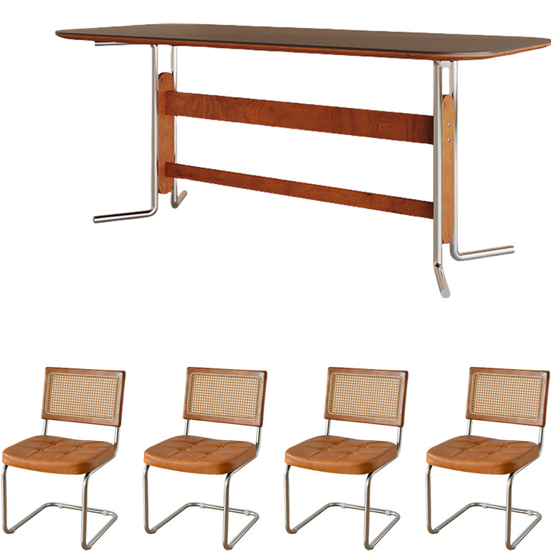 Ensemble de salle à manger Minimalist, H 29,5 po x L 55,1 po x l 31,5 po, Noir, noir, noir, noir
