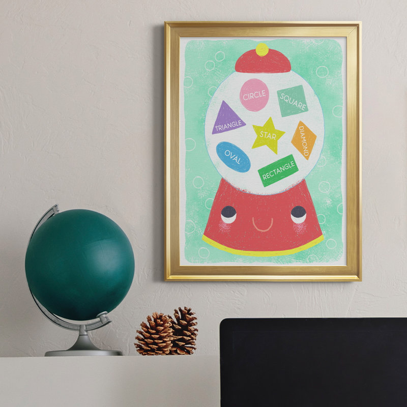 Gumball Shapes - Peinture sur toile encadrée, H 18,5 po x l 24,5 po x P 1,5 po, Or