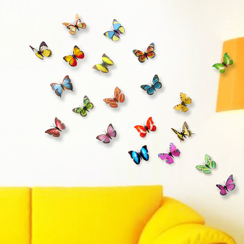 Décalcomanie murale autocollante papillons 3d