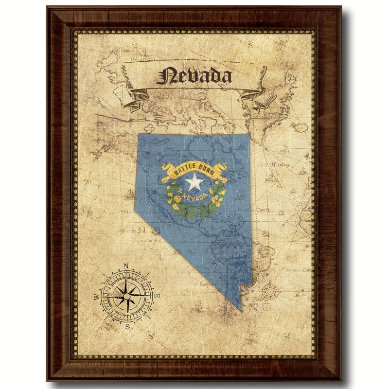 Carte rétro du Nevada State, 15 x 19
