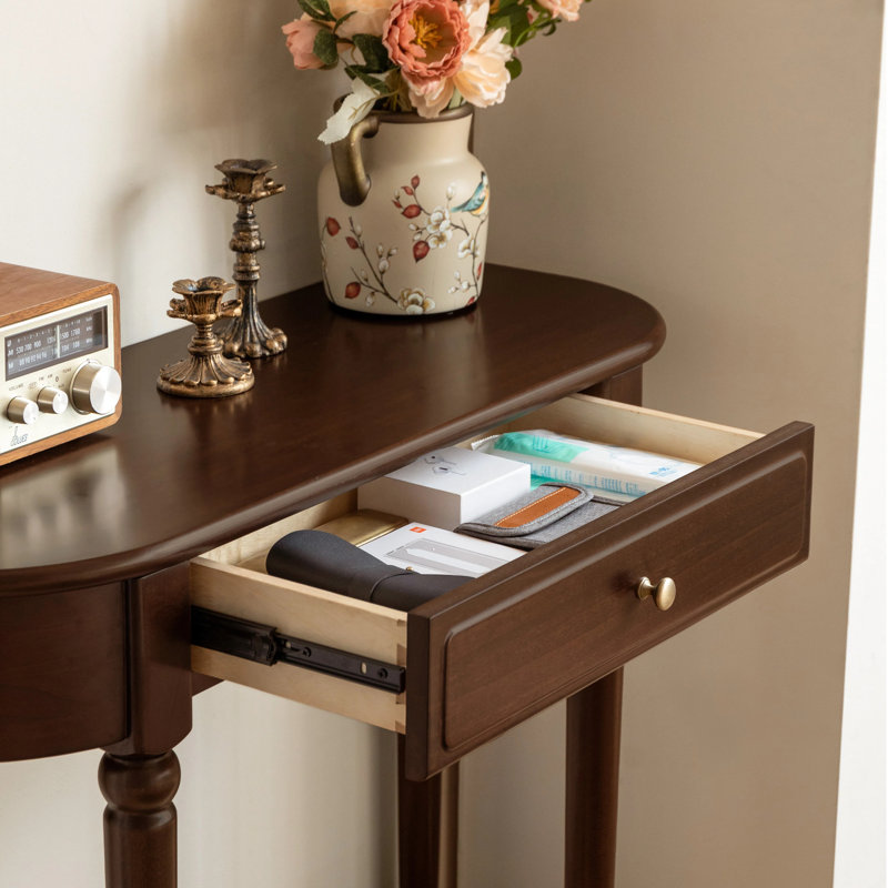 Console en bois massif avec tablette Tradiation, Dark Brown