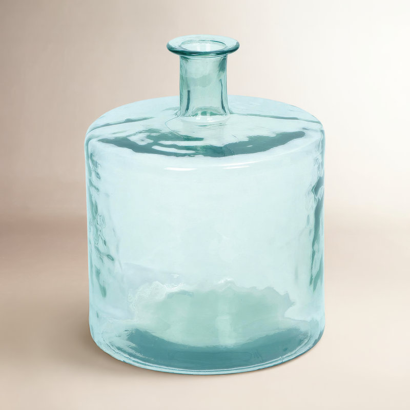 Jonathan Glass Vase, 17" H x 14" W x 14" D, Crystal Blue