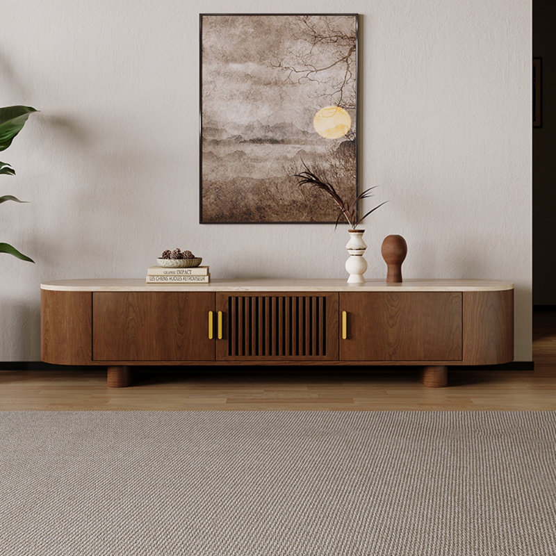 Meuble télé créatif et simple, H 19,69 po x L 70,87 po x l 15,75 po, Brun noyer