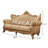 European Style Solid Wood Champagne Gold Sofa 88.9'' Leather Sofa