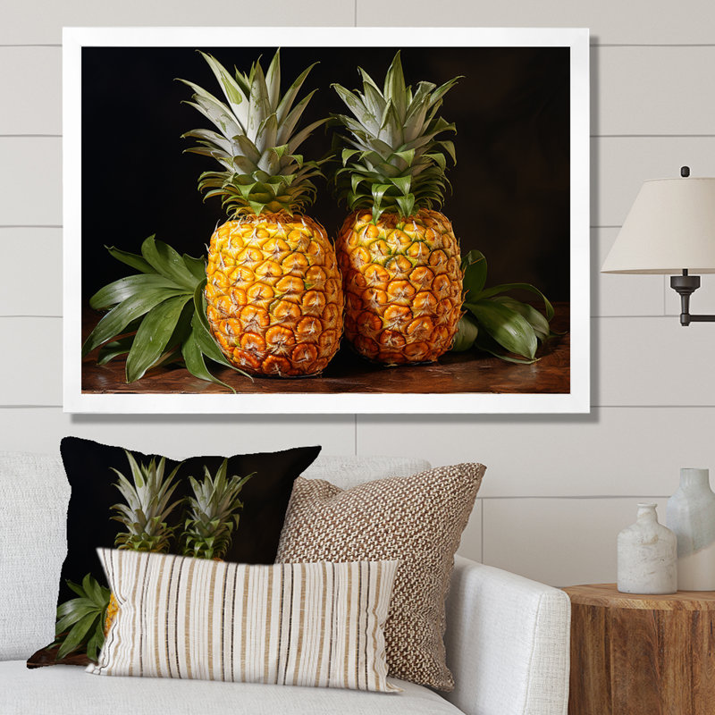 Pinapple Golden Harvest Delights, H 16 po x l 32 po x P 1 po, Cadre photo blanc