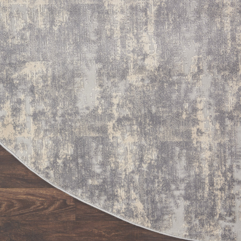 Tapis gris / ivoire Julyn, Rond 7 pi 10 po