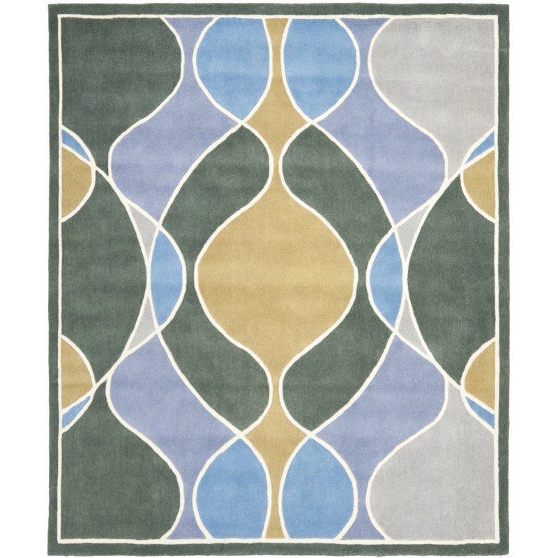 Amier Soho Hand Tufted Wool And Viscose Abstract Rug, Rectangle 7'6" x 9'6"