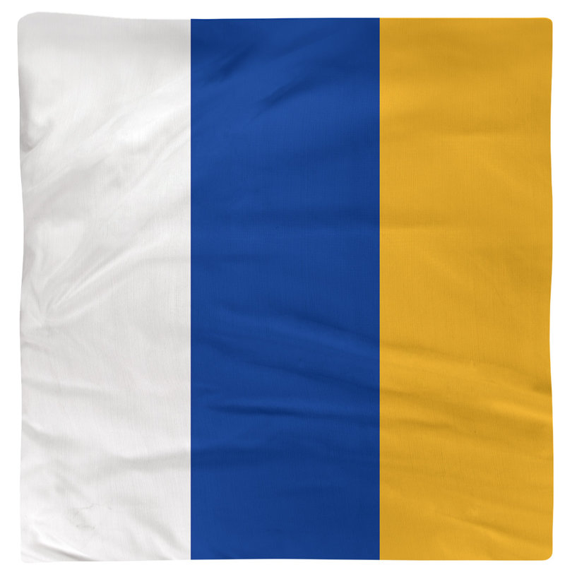 Striped Square Napkin, White/Blue/Gold, Cotton Twill, 22" H x 22" W x 0.25" D