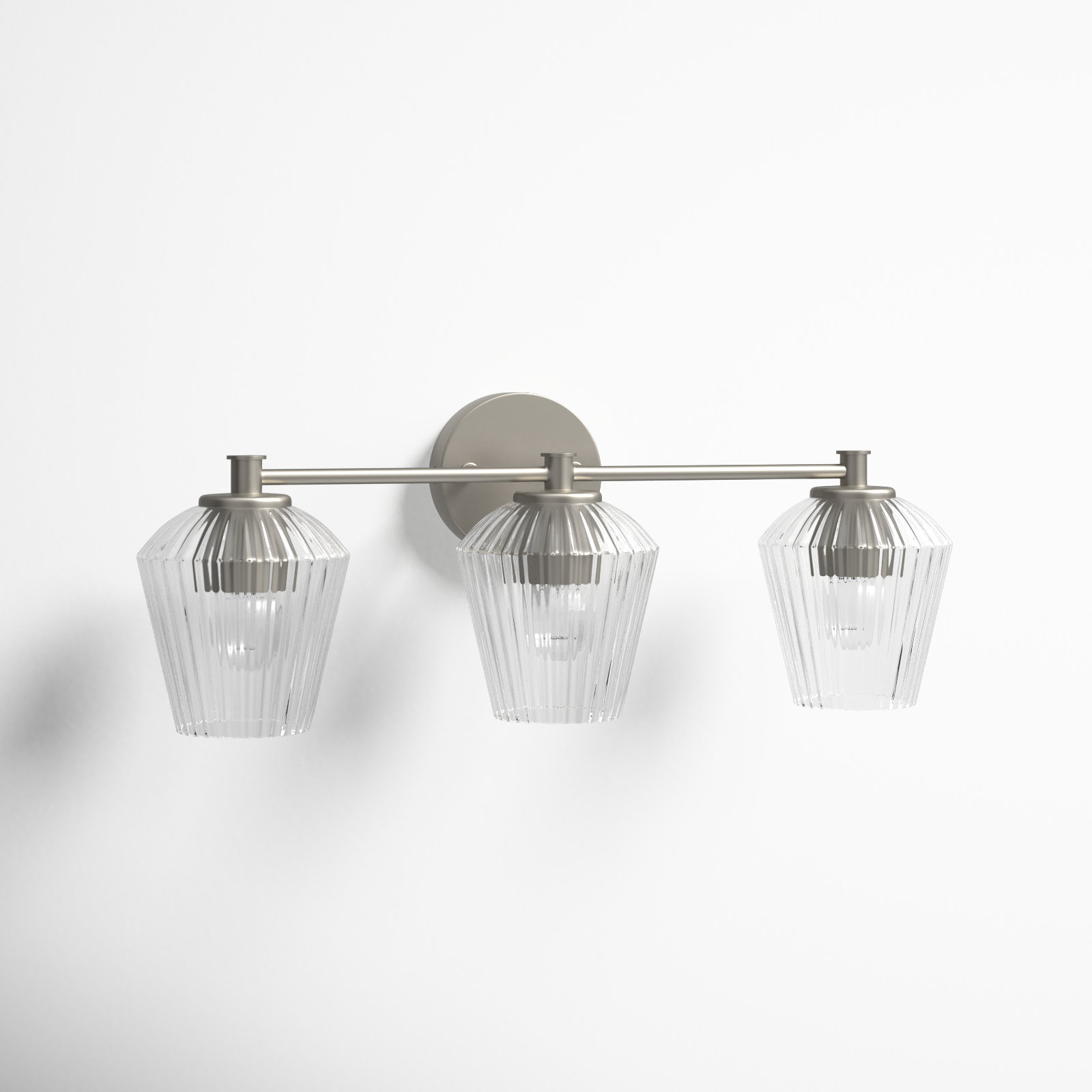 Depner 3 Light Ribbed Dimmable Vanity Light, Brushed Nickel