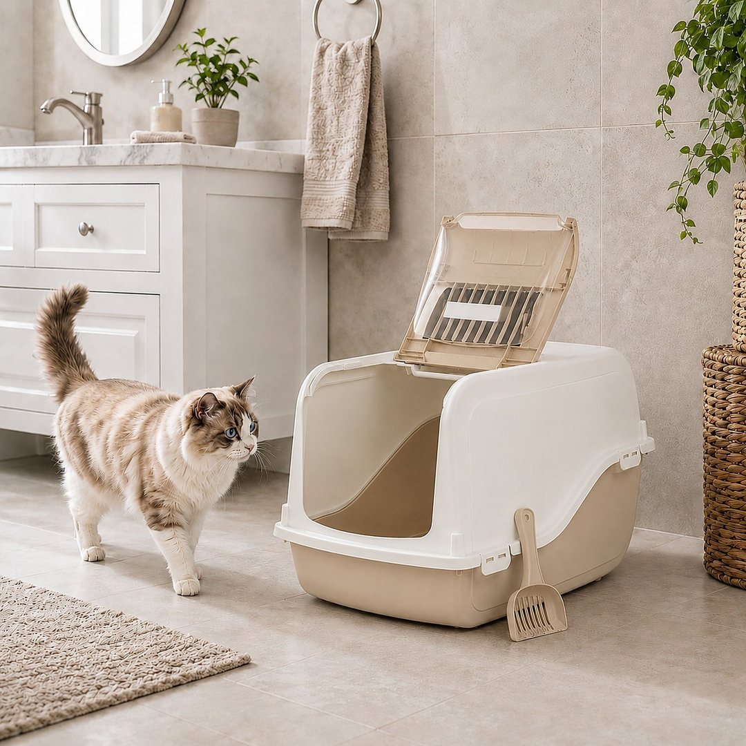 Hooded Cat Litter Tray - Charcoal Filter and Scoop