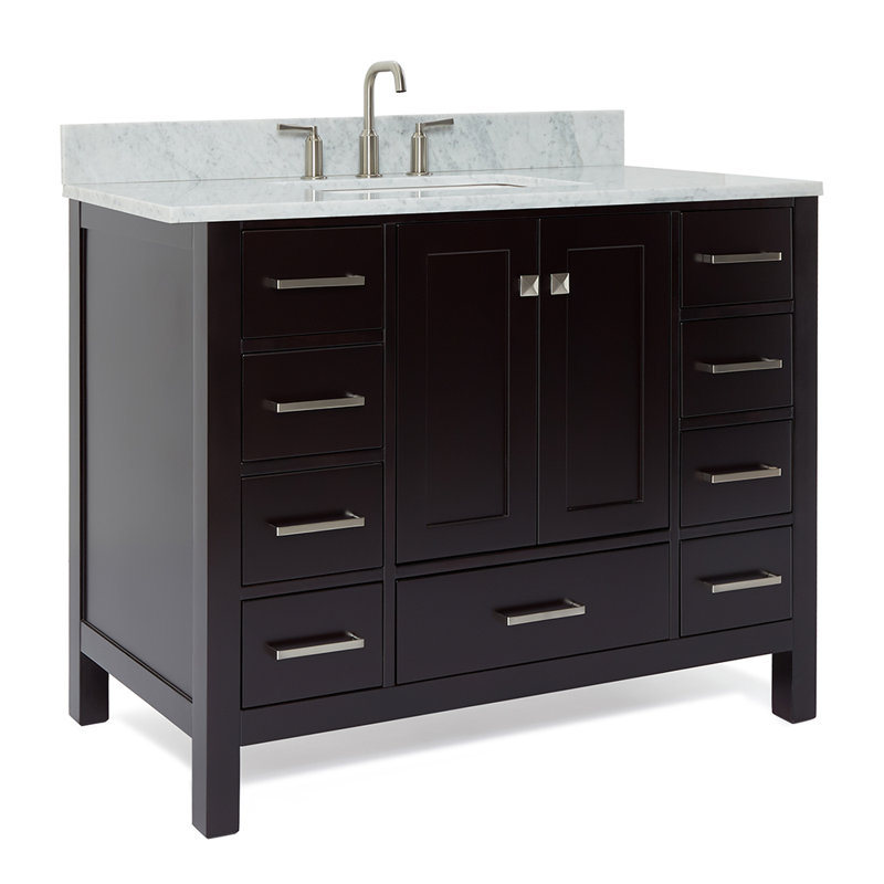 Ensemble de meuble-lavabo simple Flynt, Forme rectangulaire, Espresso / nickel brossé, L 43 po