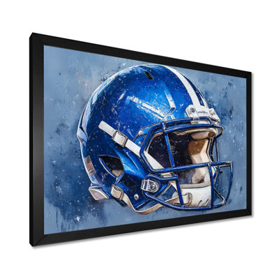 Watercolor Blue Football Helmet II - Football Wall Décor