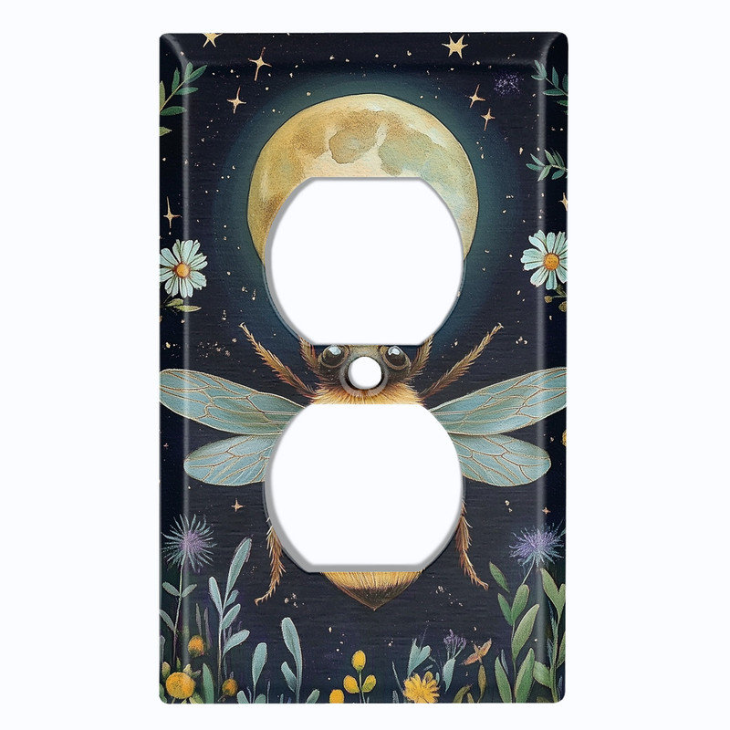 Couvercle de plaque d'interrupteur en métal; Bascule de taille standard US 4 - Midnight Bee, # 4 Quad bascule