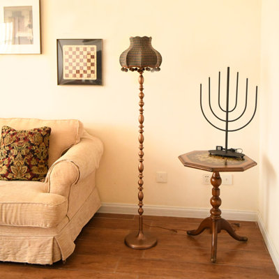 Vintage Nostalgic Fabric & Wrought Iron Floor Lamp