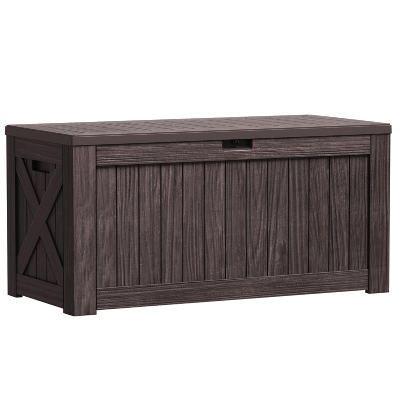 Outdoor Storage Box with Lid, 120-Gallon, 1-Unit, (Dark Brown), Dark Brown