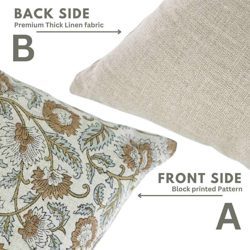 Housse de coussin Fabcline, Motif floral brun, H 36 po x l 14 po, Forme rectangulaire