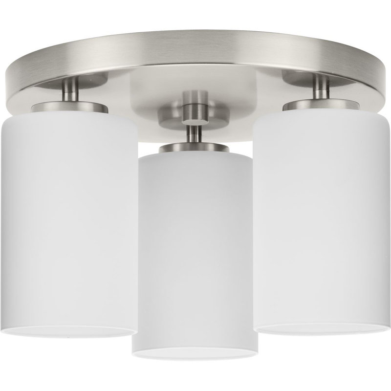 Bromwich Glass Flush Mount, Brushed Nickel, Etched White