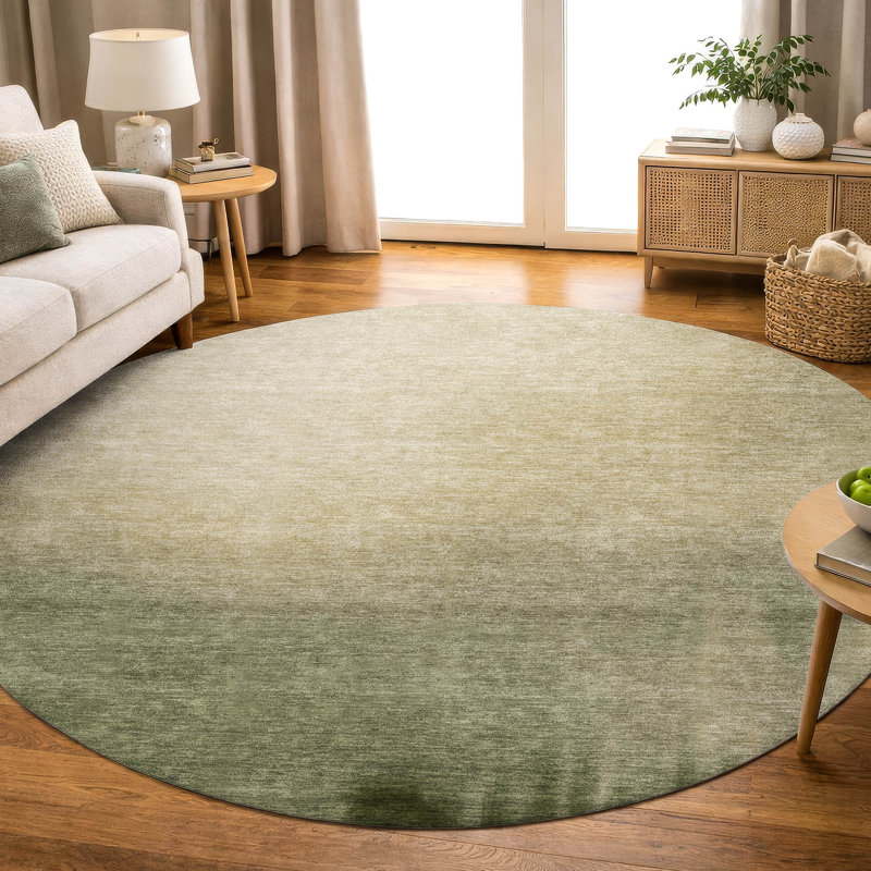 Tapis dégradé de qualité supérieure Mayfield AMF2420, Olive, Rond 8 pi