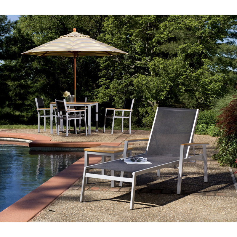 Travira Outdoor Chaise Lounge, Black, Tekwood Vintage, Flint