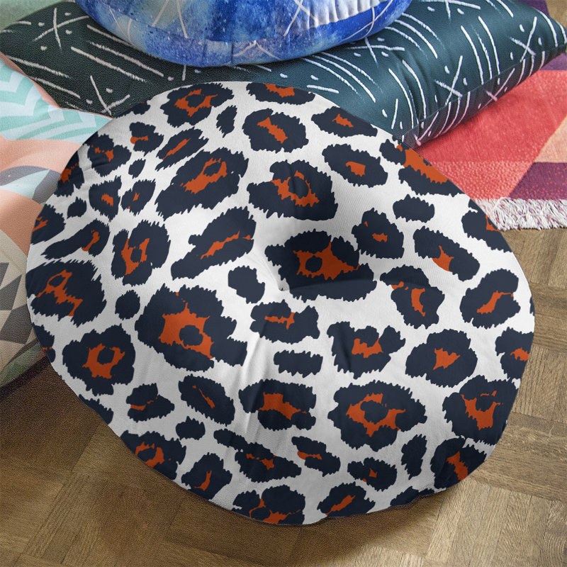 Housse et insert de coussin touffeté rond, Blanc/noir/rouge, H 30 po x l 30 po x P 4 po