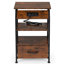 Rustic Brown Bedside Table With Charging - Hidden Storage & Functional Shelves Spacious Drawer