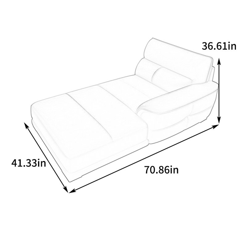 Chaise longue inclinable en similicuir de style simple et moderne, Accoudoir à gauche (vu de face), Brun