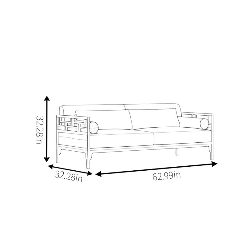 Nouveau canapé simple de style chinois, H 32,28 po x l 62,99 po x P 32,28 po
