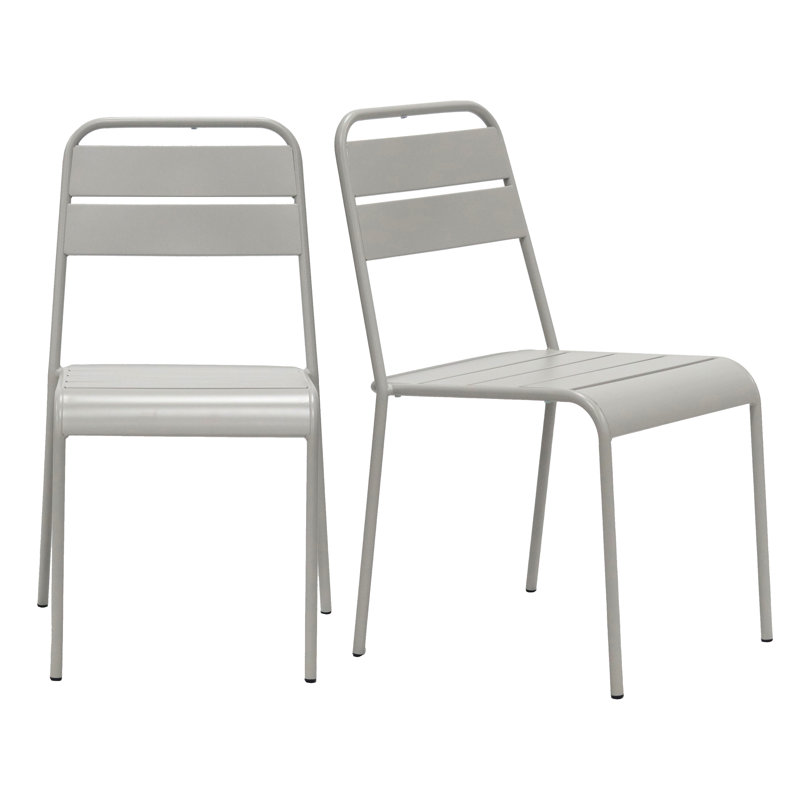 Pendry Premium All-Weather Wicker Outdoor Stacking Dining Side Chair, Grey