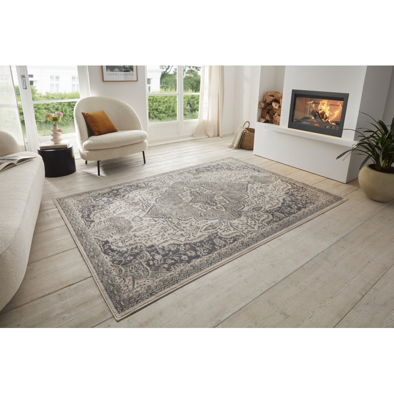 Terrain Ivory/Grey/Black Rug, Rectangular 80cm x 120cm