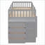 Lit simple superposé simple en pin massif avec 4 tiroirs et 3 tablettes - sans sommier, gris pour les soirées pyjama et amp; Petits espaces-1261699655-1261699654