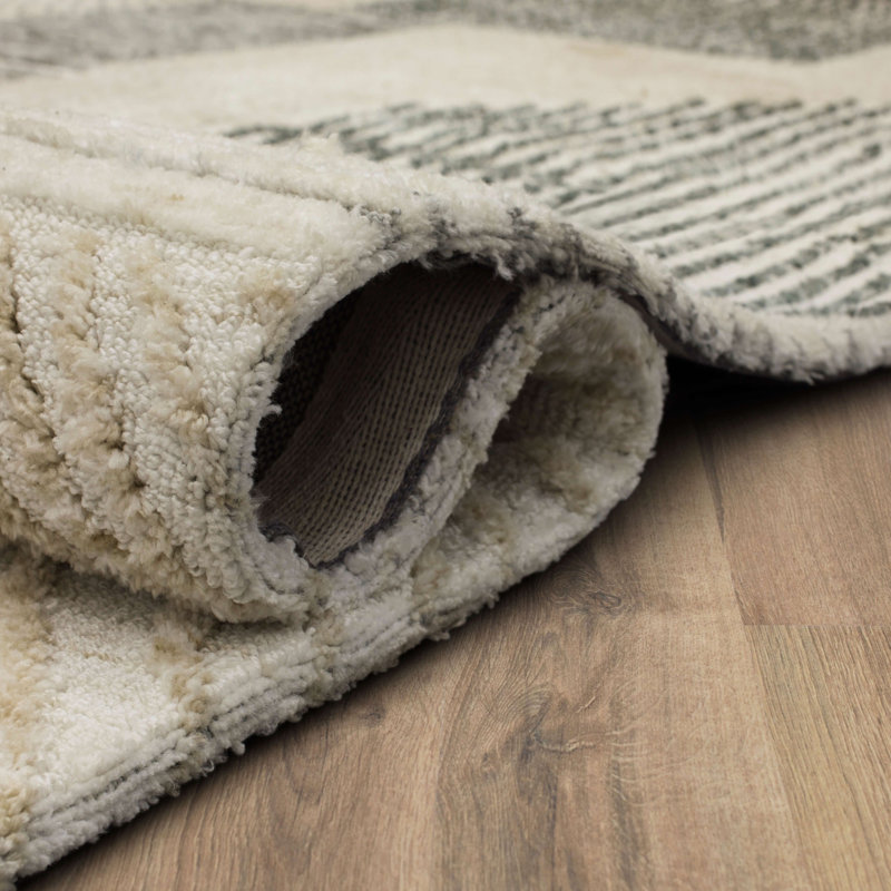 Tan Geometric Flat Woven Synthetic Rectangular Area Rug