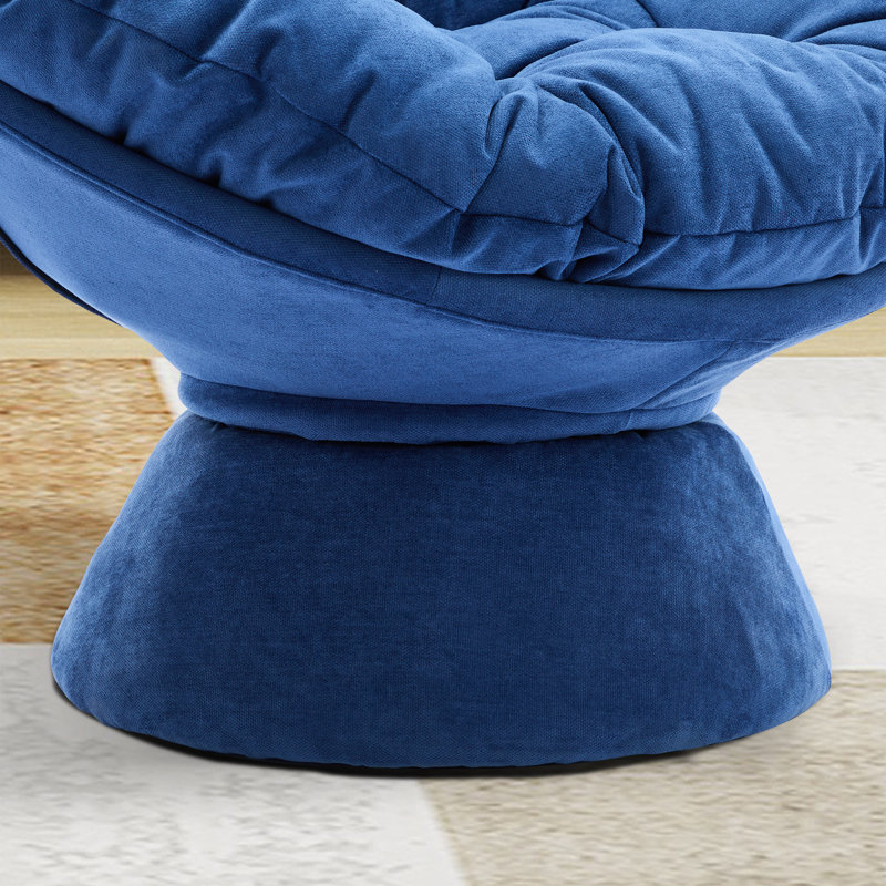Fauteuil d'appoint pivotant rembourré, Chenille bleu