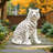 A 20-Inch Tall White Tiger Sculpture Made Of Resin, Designed For Outdoor Decoration In Courtyards, Gardens, And Parks, Representing Peace And Strength