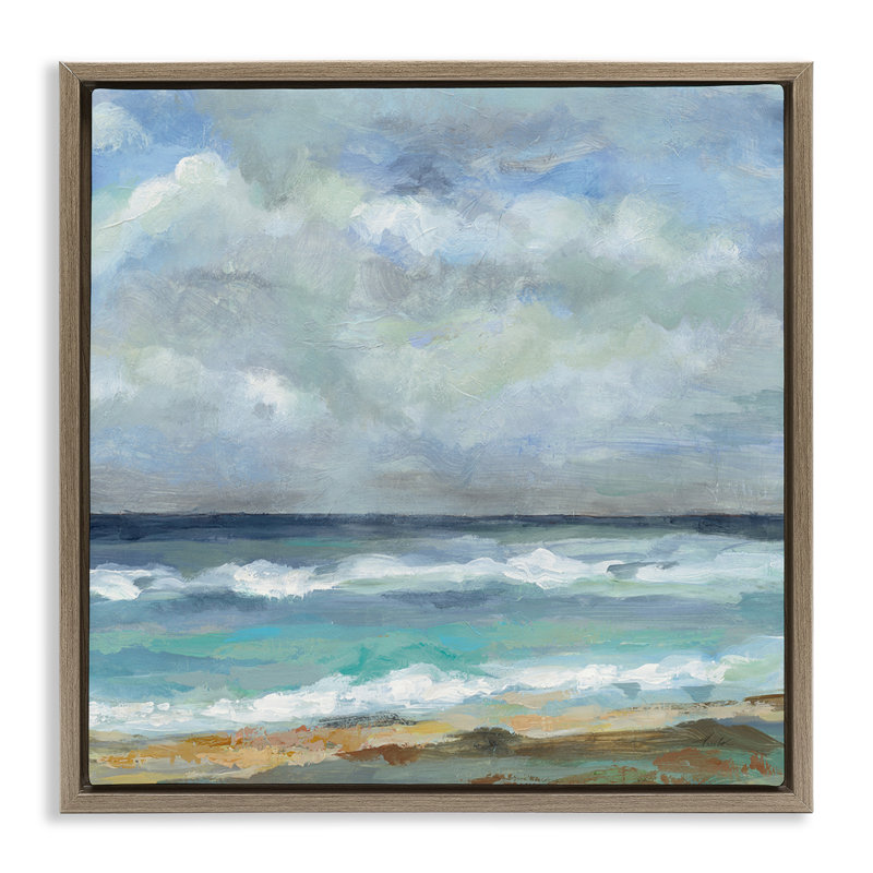  Summer Seashore Waves Canvas Wall Art by Silvia Vassileva, 25" H x 25" W, Montalcino Elm Floater Frame