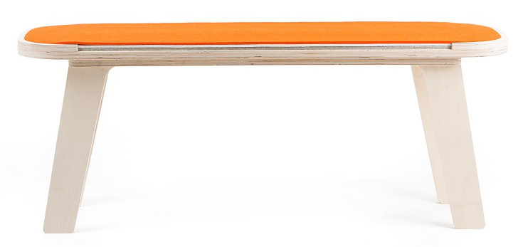 Maxman Upholstered Bench, Orange / White / Grey