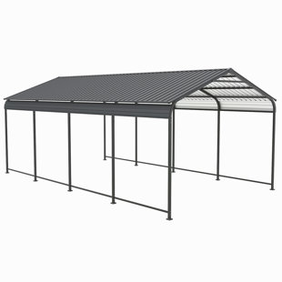 12 X 21 FT Carport, Heavy Duty Carport With Galvanized Steel Roof And Frame, Metal Carport Large Garage For Driveway Car, Truck (W540S00058)
