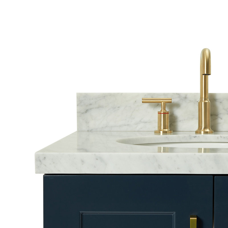 ARIEL TAYLOR 37 IN LEFT OFFSET RECTANGLE SINK VANITY, Midnight Blue, Rectangle, Left 